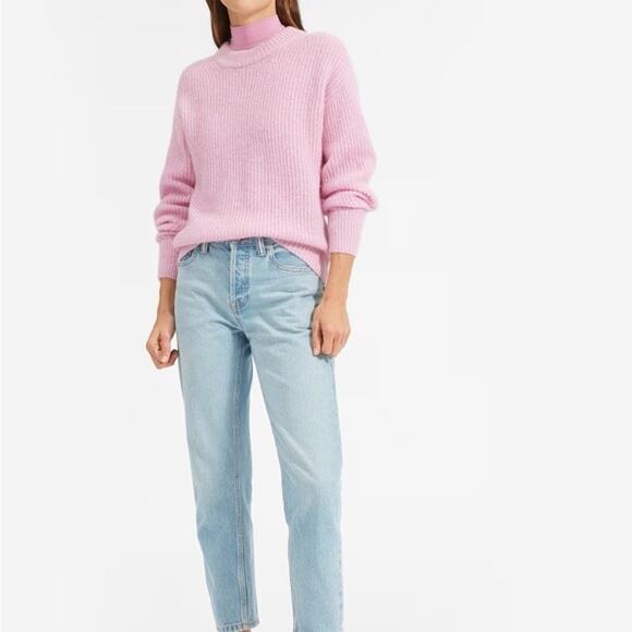 Everlane Alpaca Wool Crewneck Sweater Womens Large Pink Preppy Thick Chunky Knit - Picture 2 of 9